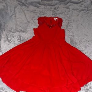 red lace arm dress